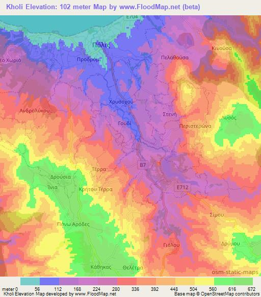 Kholi,Cyprus Elevation Map