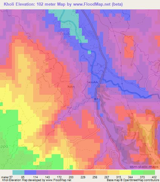 Kholi,Cyprus Elevation Map