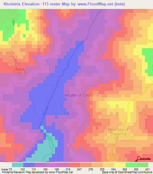 Kholetria,Cyprus Elevation Map
