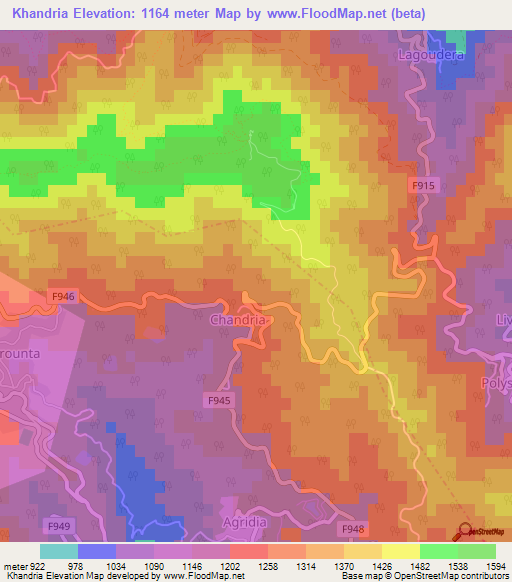 Khandria,Cyprus Elevation Map