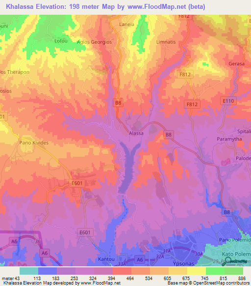 Khalassa,Cyprus Elevation Map