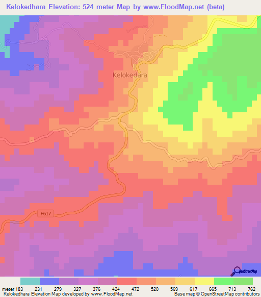 Kelokedhara,Cyprus Elevation Map
