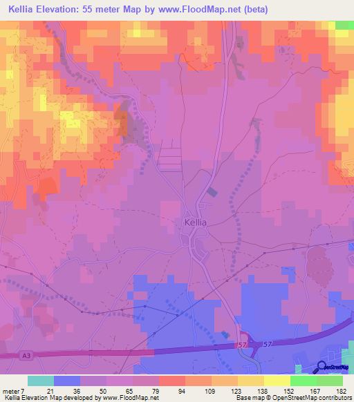 Kellia,Cyprus Elevation Map