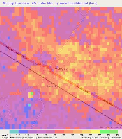 Murgap,Turkmenistan Elevation Map