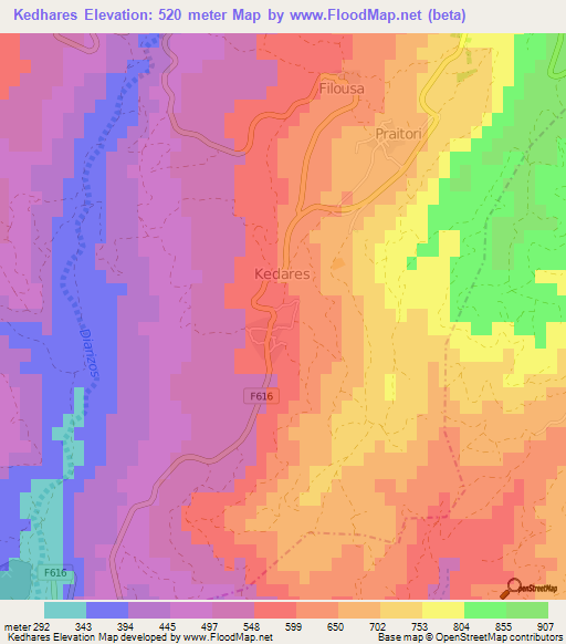 Kedhares,Cyprus Elevation Map