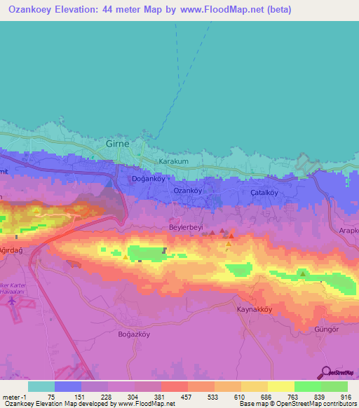 Ozankoey,Cyprus Elevation Map