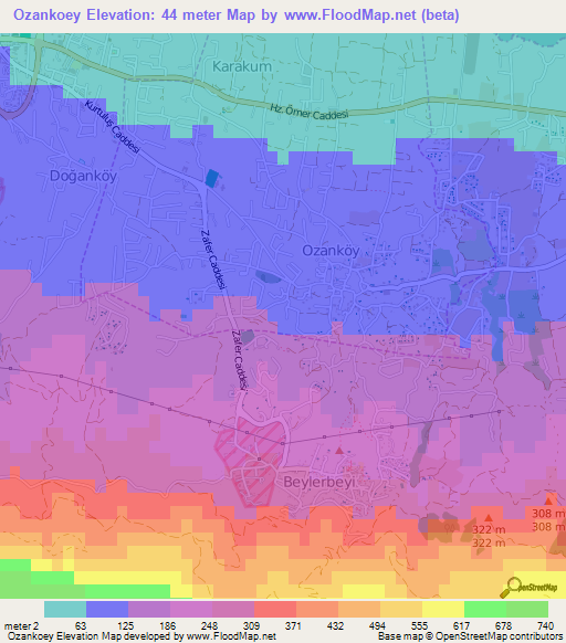 Ozankoey,Cyprus Elevation Map