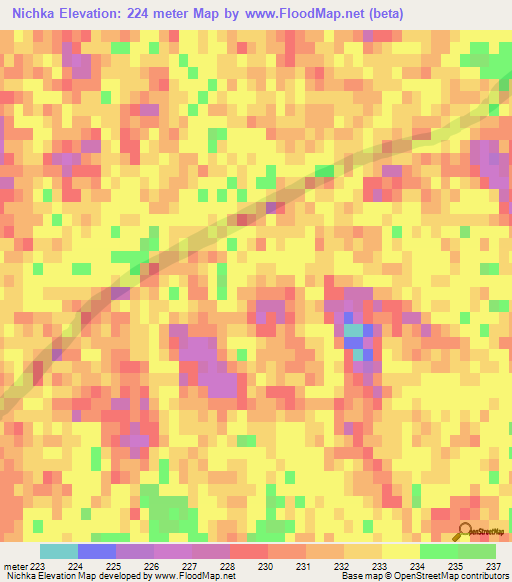 Nichka,Turkmenistan Elevation Map