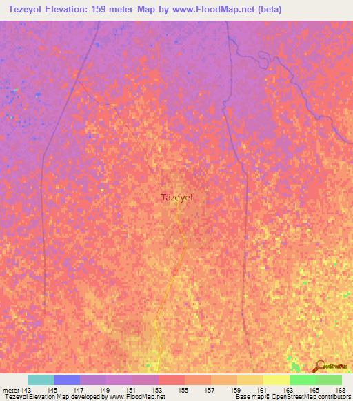 Tezeyol,Turkmenistan Elevation Map