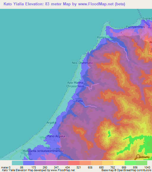 Kato Yialia,Cyprus Elevation Map