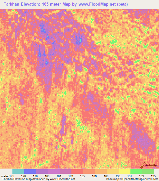 Tarkhan,Turkmenistan Elevation Map