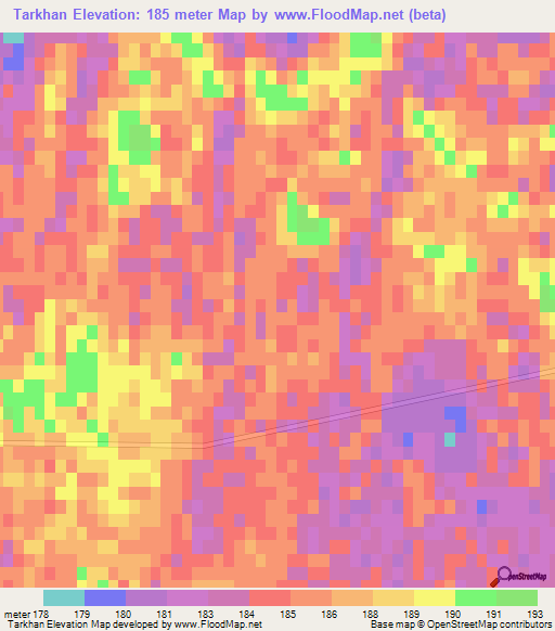 Tarkhan,Turkmenistan Elevation Map
