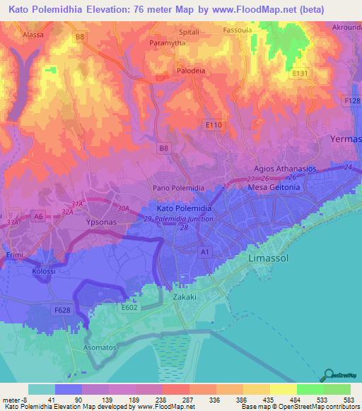 Kato Polemidhia,Cyprus Elevation Map