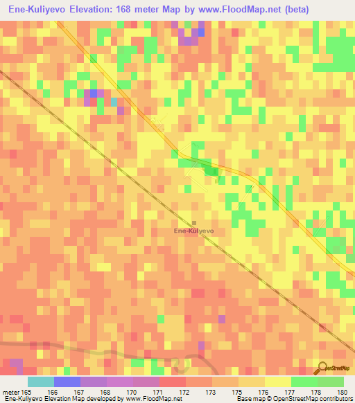 Ene-Kuliyevo,Turkmenistan Elevation Map