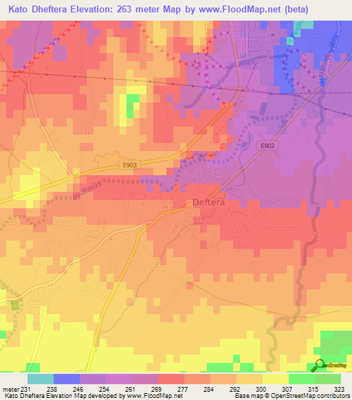 Kato Dheftera,Cyprus Elevation Map