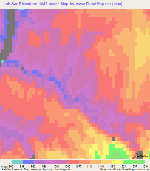 Lab-Sar,Afghanistan Elevation Map