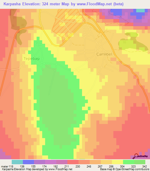 Karpasha,Cyprus Elevation Map