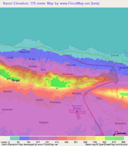 Karmi,Cyprus Elevation Map