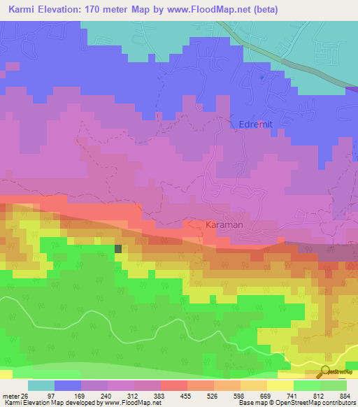 Karmi,Cyprus Elevation Map