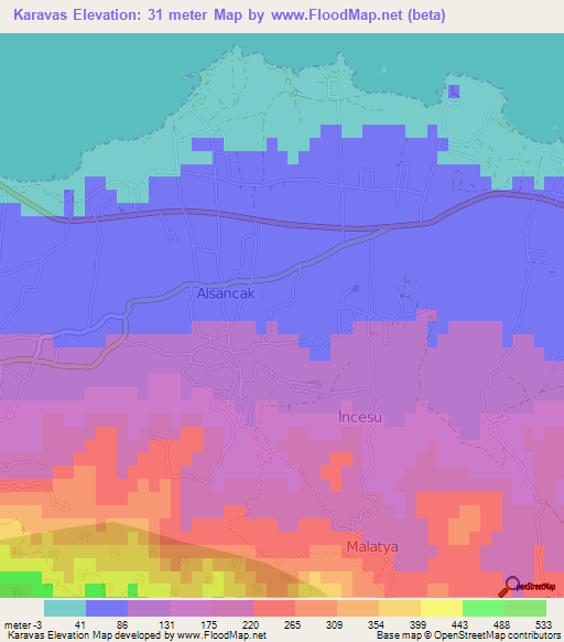 Karavas,Cyprus Elevation Map