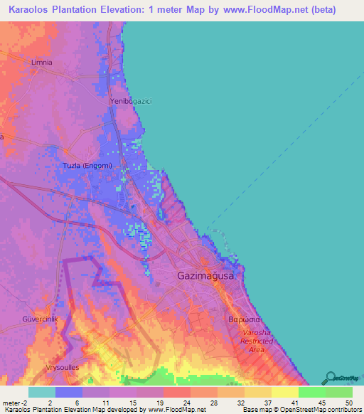 Karaolos Plantation,Cyprus Elevation Map