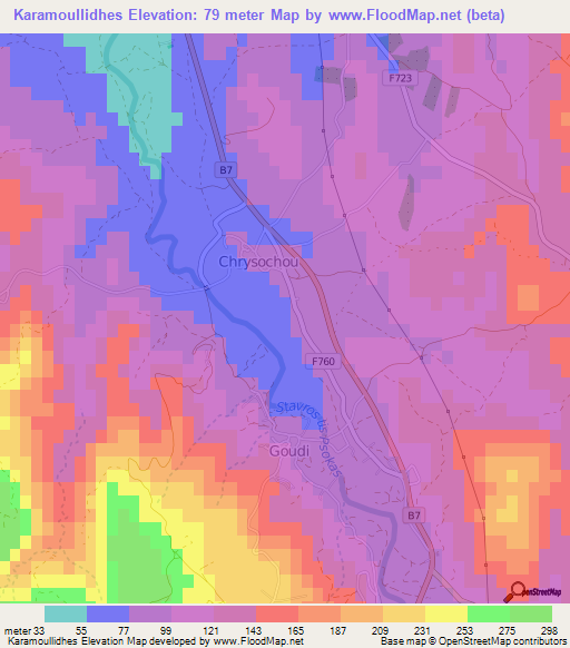 Karamoullidhes,Cyprus Elevation Map