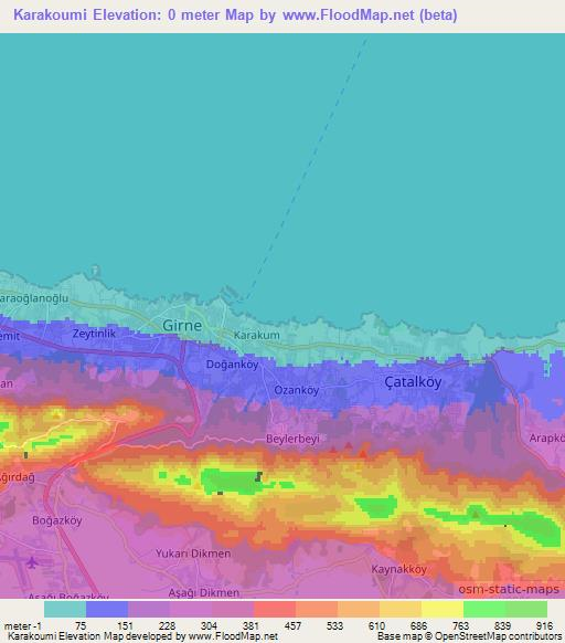 Karakoumi,Cyprus Elevation Map