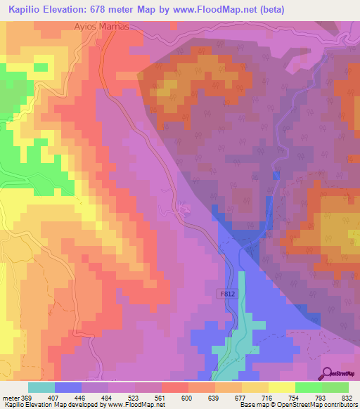 Kapilio,Cyprus Elevation Map
