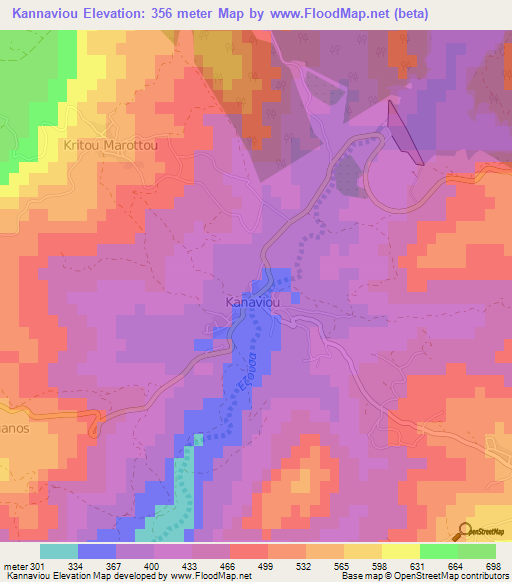 Kannaviou,Cyprus Elevation Map