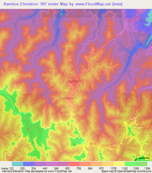 Kambos,Cyprus Elevation Map