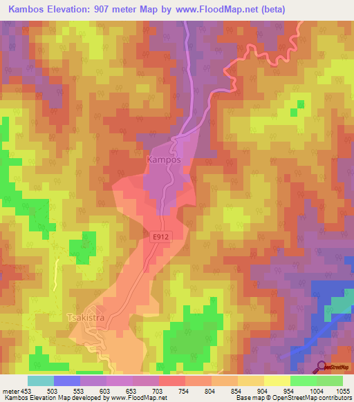 Kambos,Cyprus Elevation Map