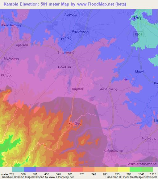 Kambia,Cyprus Elevation Map