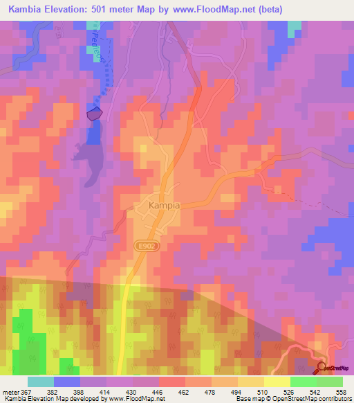 Kambia,Cyprus Elevation Map