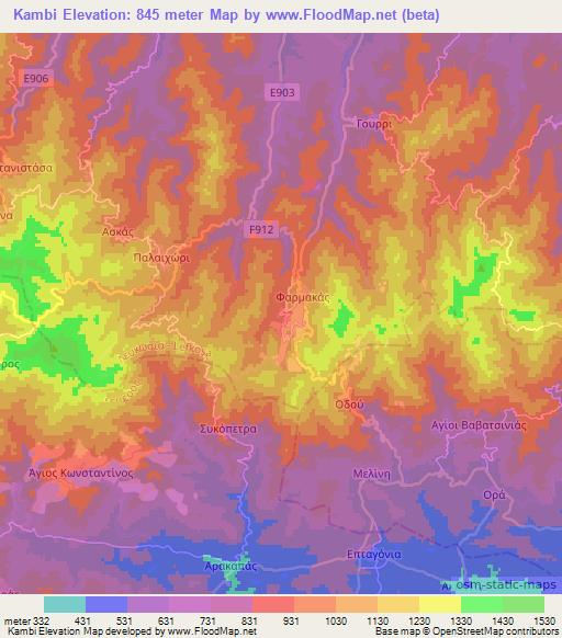 Kambi,Cyprus Elevation Map