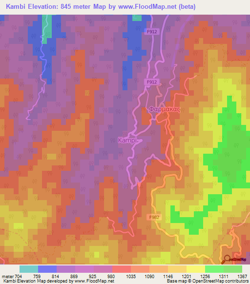 Kambi,Cyprus Elevation Map