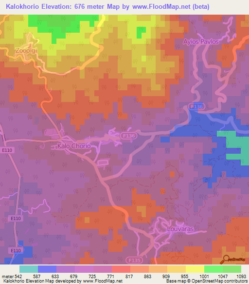 Kalokhorio,Cyprus Elevation Map