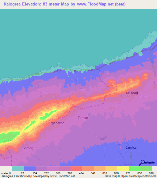 Kalogrea,Cyprus Elevation Map
