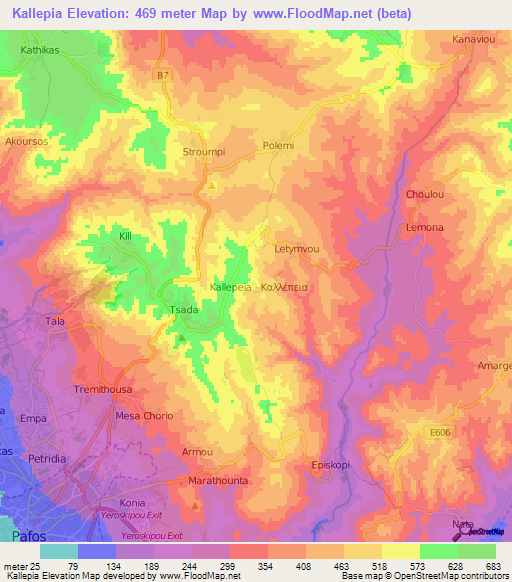 Kallepia,Cyprus Elevation Map