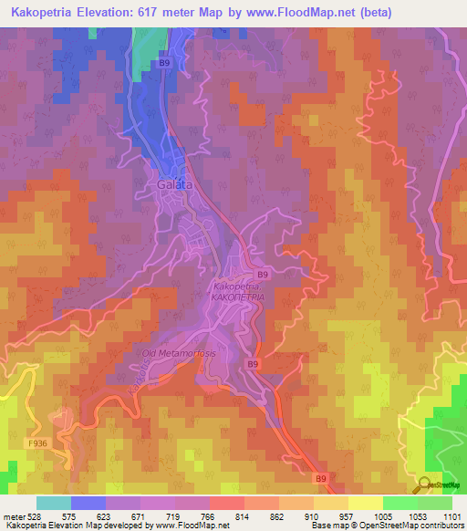 Kakopetria,Cyprus Elevation Map