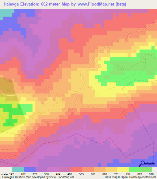 Halevga,Cyprus Elevation Map
