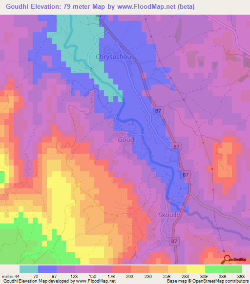 Goudhi,Cyprus Elevation Map