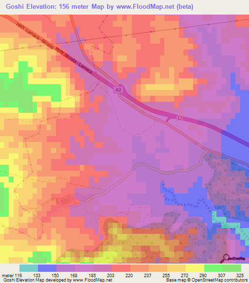 Goshi,Cyprus Elevation Map