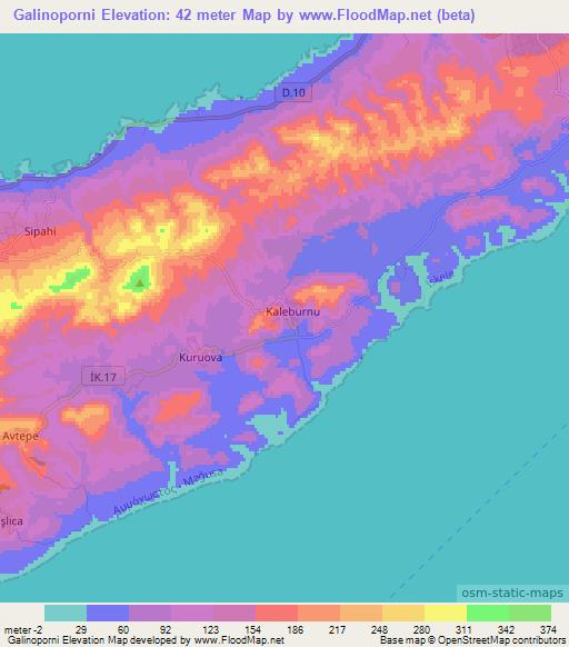 Galinoporni,Cyprus Elevation Map