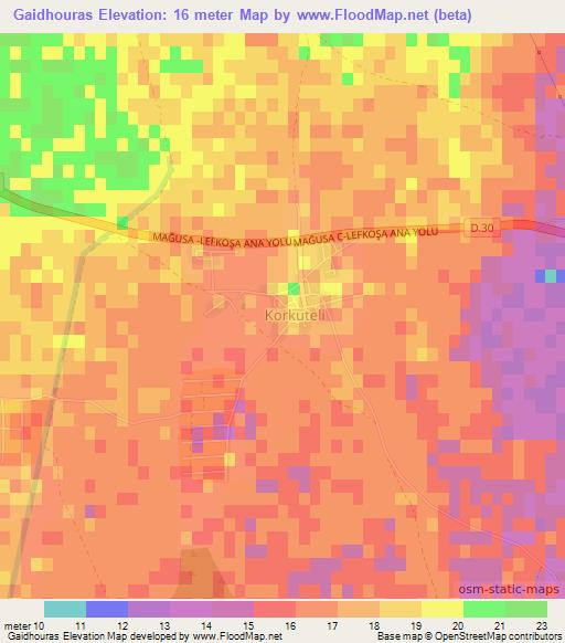 Gaidhouras,Cyprus Elevation Map
