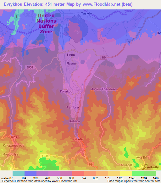 Evrykhou,Cyprus Elevation Map