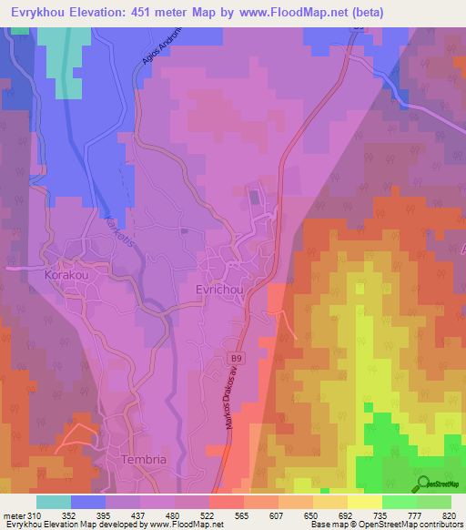 Evrykhou,Cyprus Elevation Map
