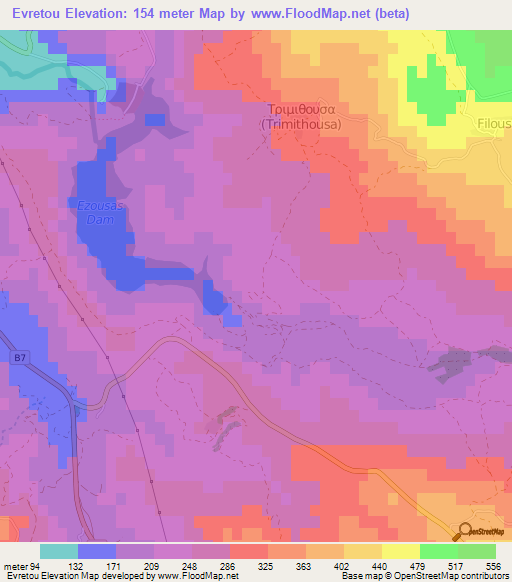 Evretou,Cyprus Elevation Map