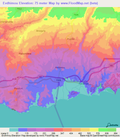 Evdhimou,Cyprus Elevation Map