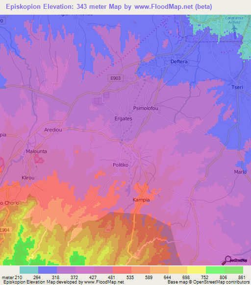 Episkopion,Cyprus Elevation Map