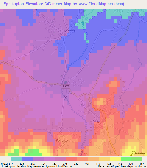 Episkopion,Cyprus Elevation Map